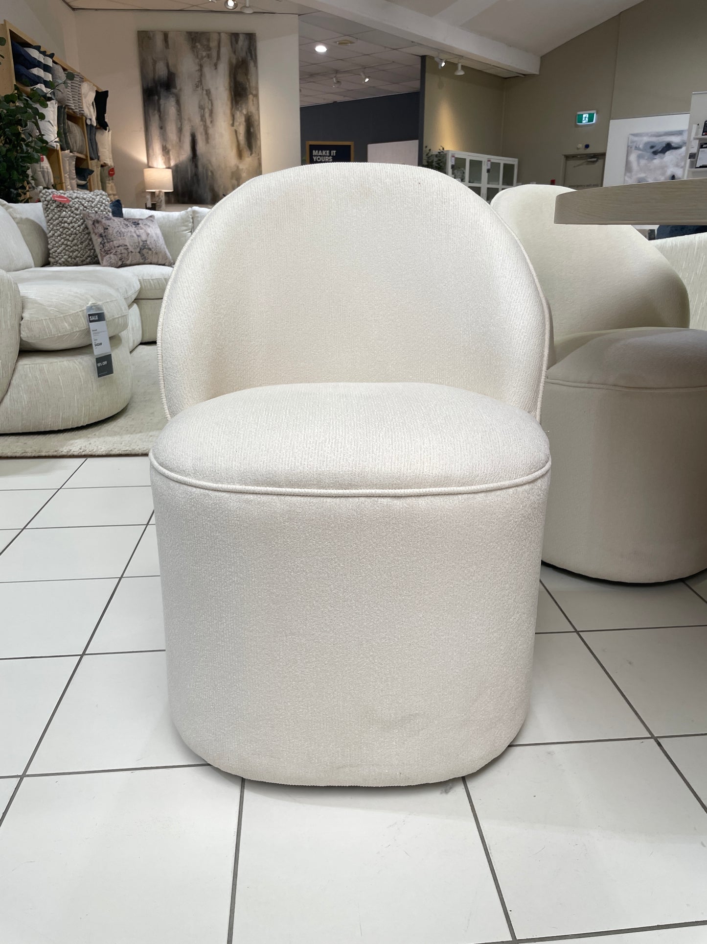 Freedom Ex-Display Sweeney Swivel Dining Chair (Ivory)