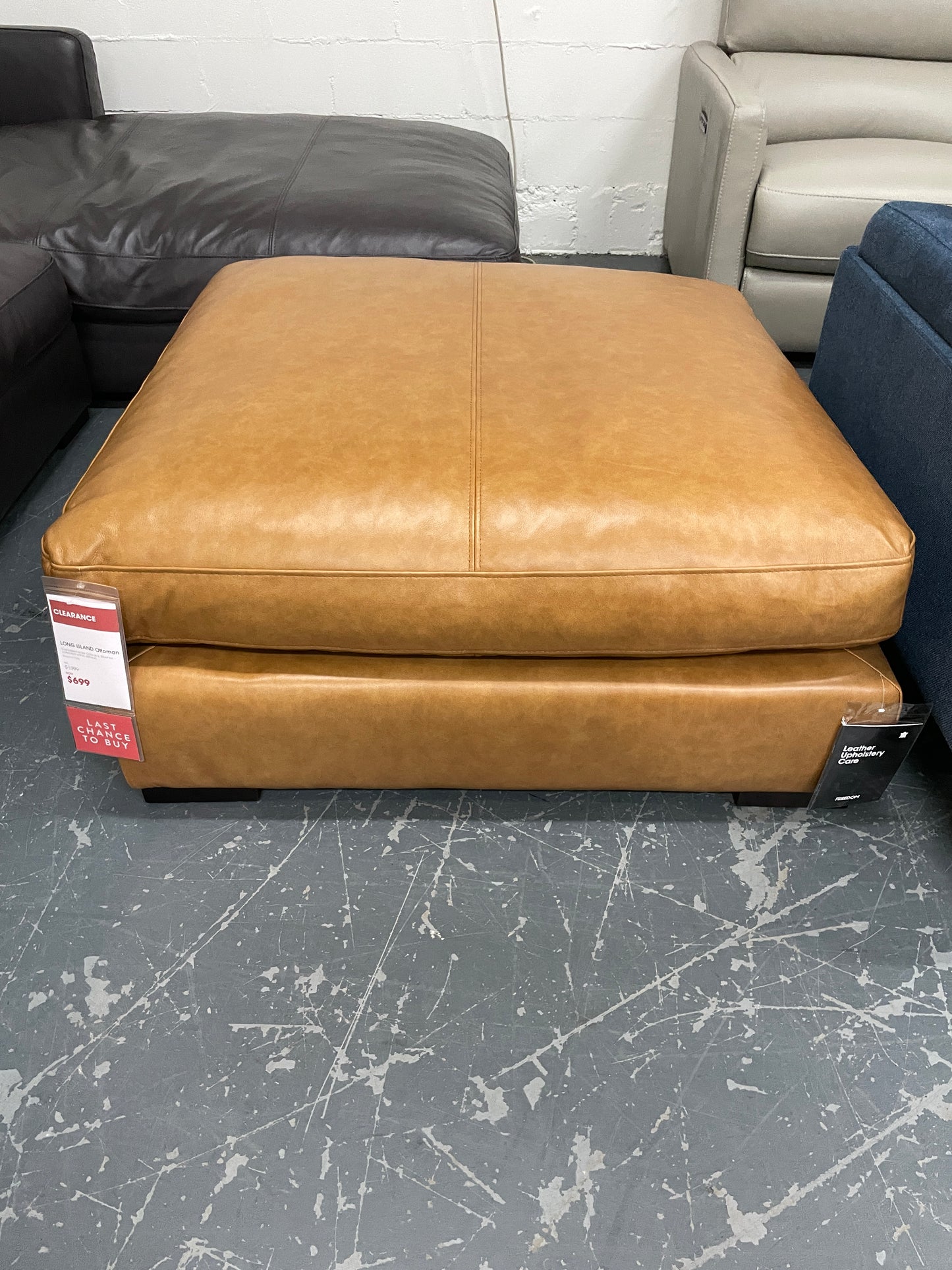 Freedom CR Long Island Leather Tan Ottoman