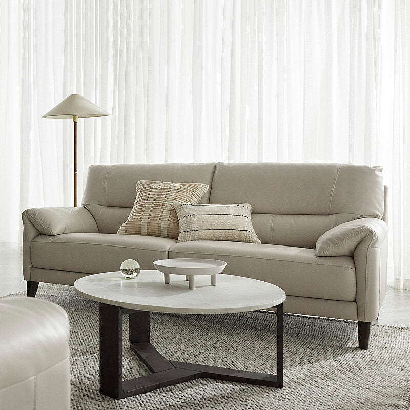 Freedom Pre-Loved Luka Leather 3 Seater and 2 Seater Sofa w/ Ottoman