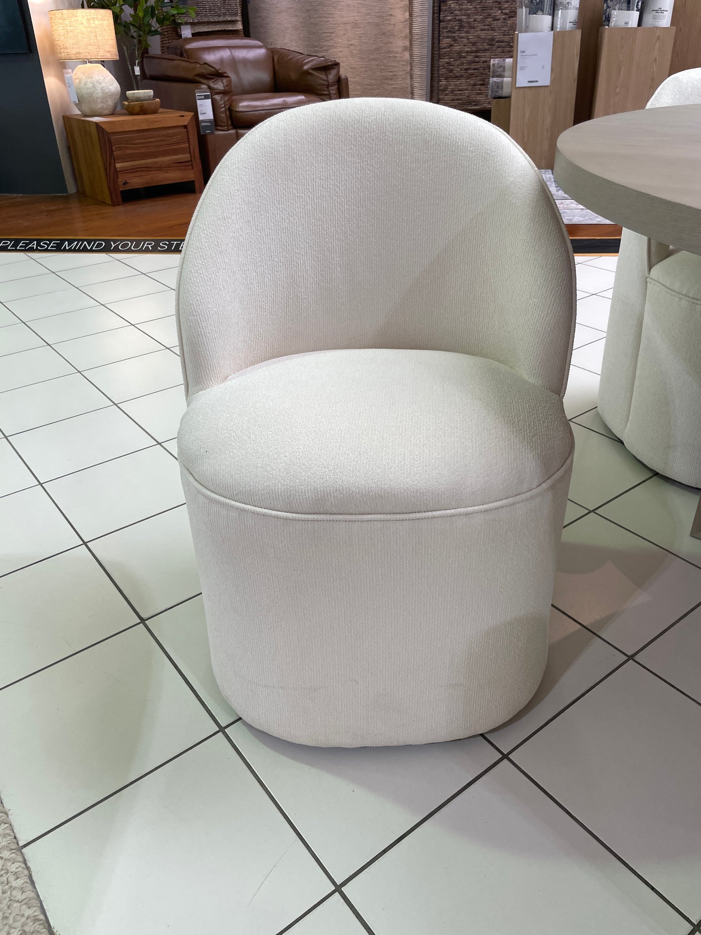 Freedom Ex-Display Sweeney Swivel Dining Chair (Ivory)