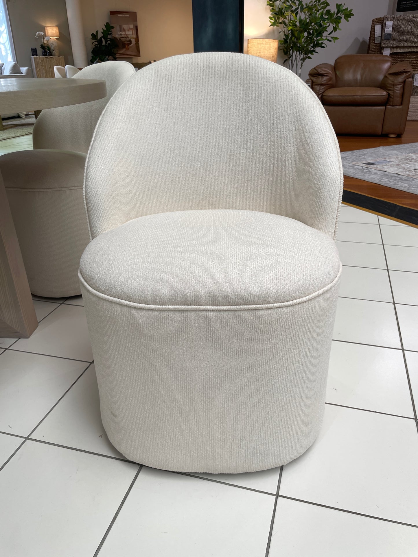 Freedom Ex-Display Sweeney Swivel Dining Chair (Ivory)
