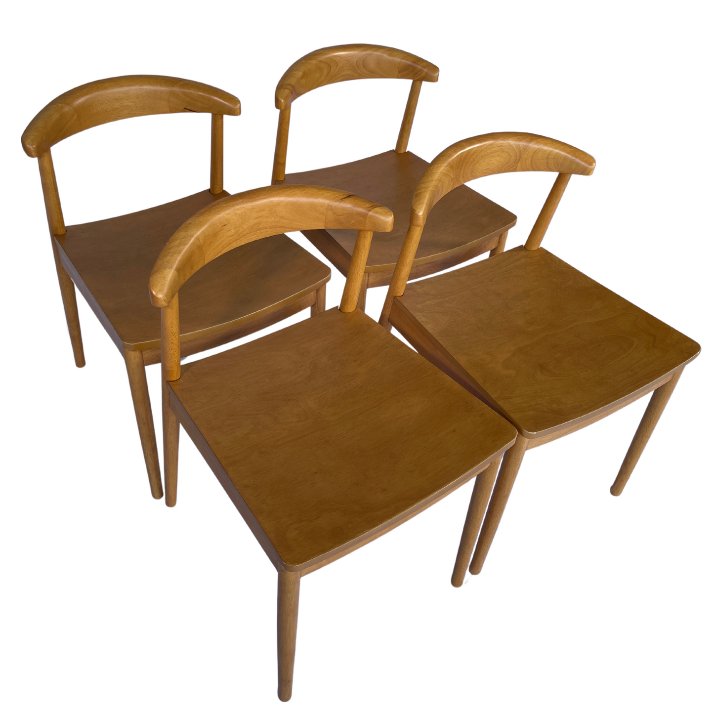 Four second hand quality modern wooden dining chairs originally from Freedom