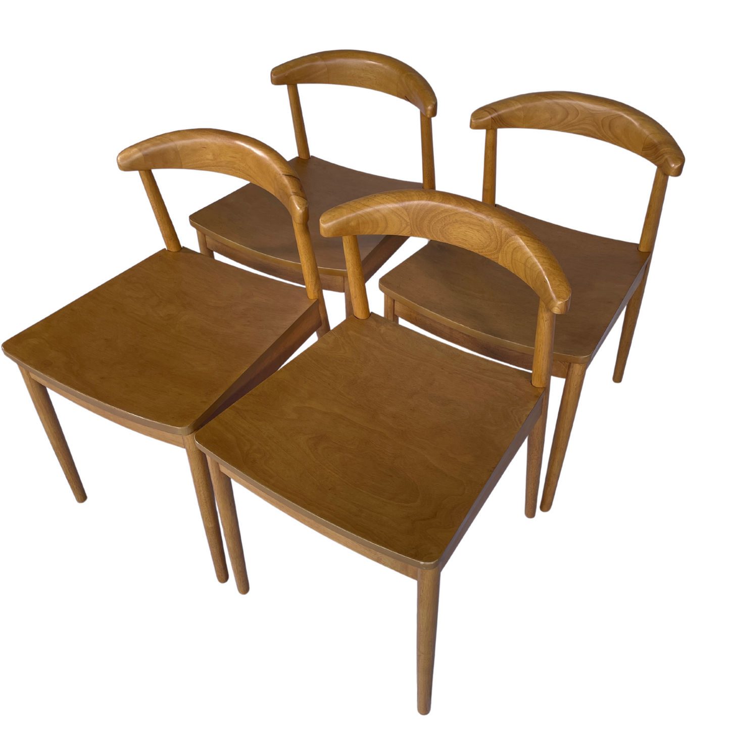 Four second hand quality modern wooden dining chairs originally from Freedom