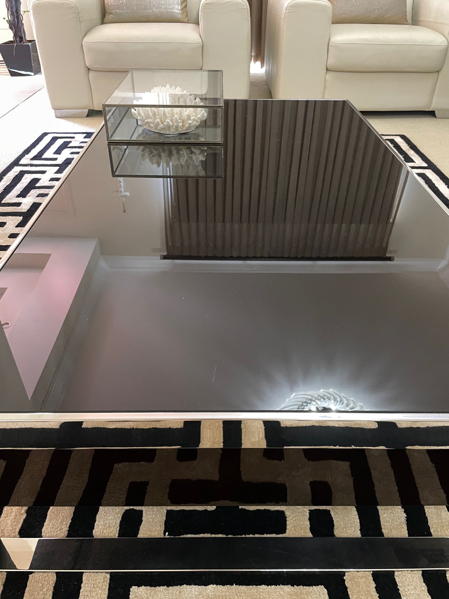 Dark Polished Veneer Coffee Table