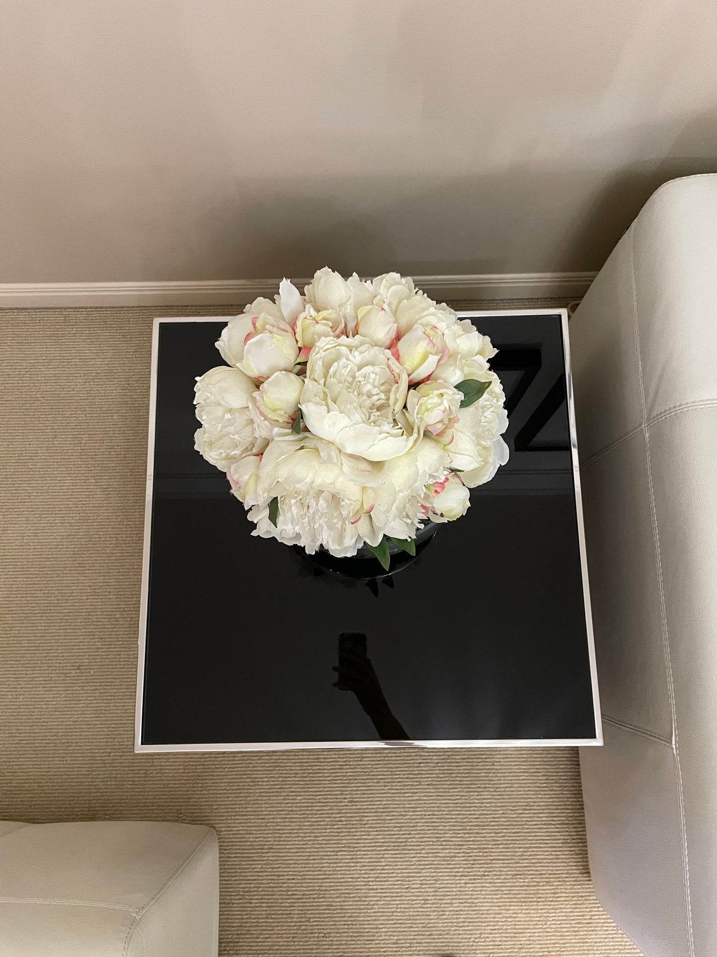 Dark Polished Veneer Side Tables