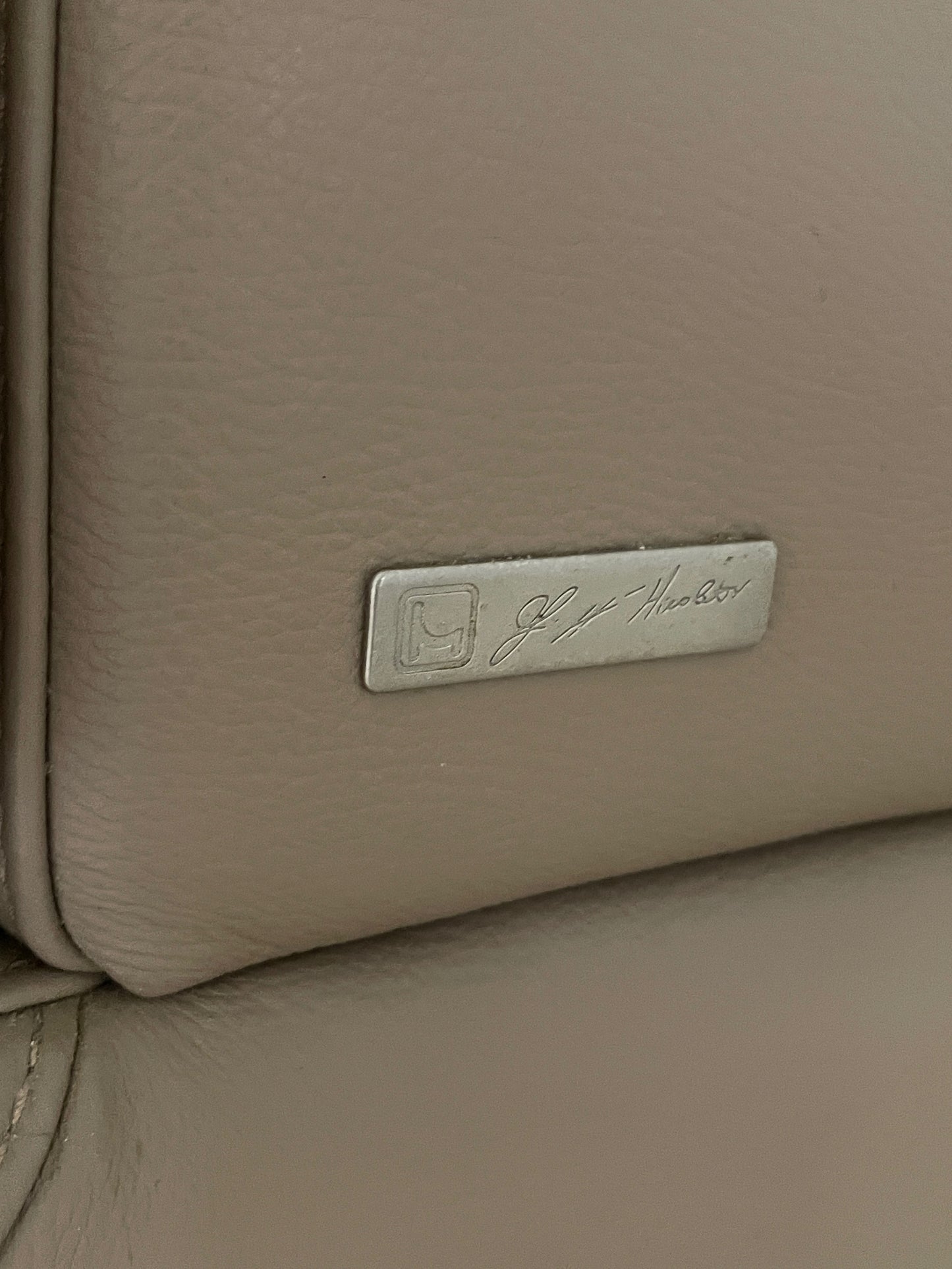 Modular Leather Lounge w/ Chaise in Taupe