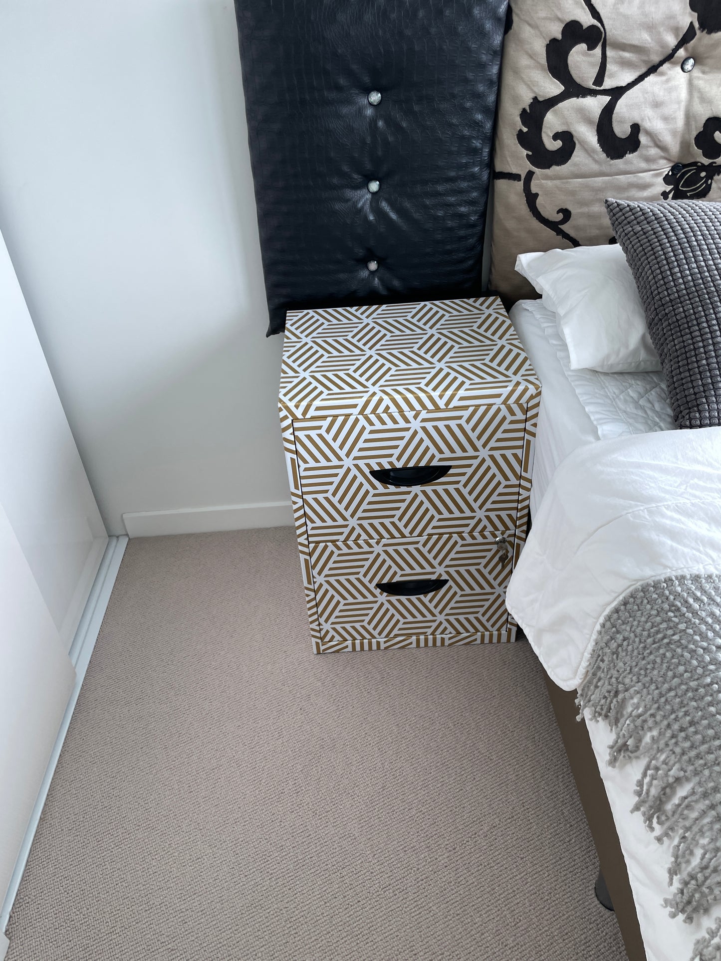 Gold and White Bedside Tables (2)
