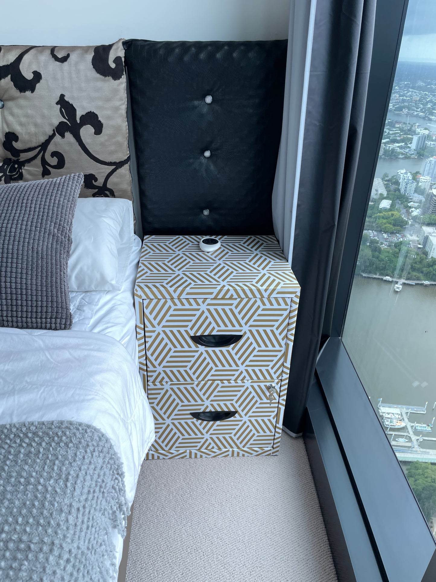 Gold and White Bedside Tables (2)