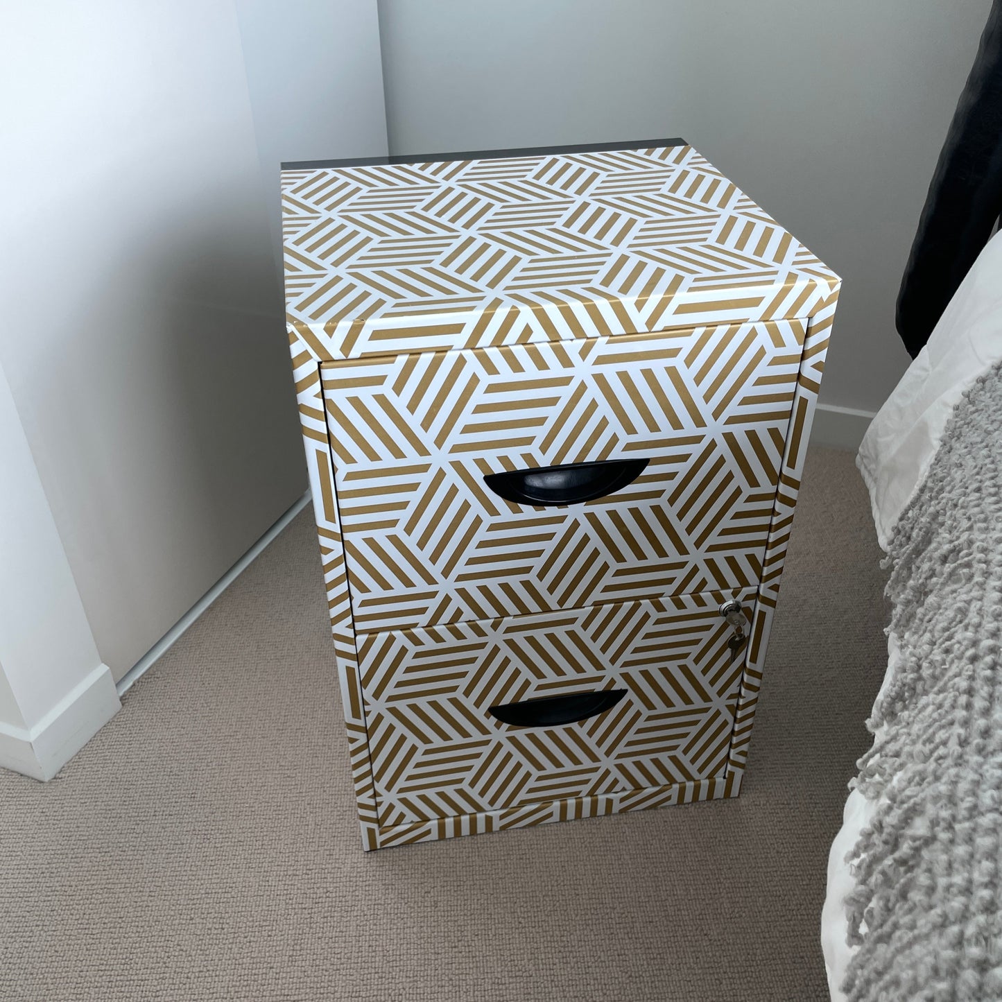 Gold and White Bedside Tables (2)