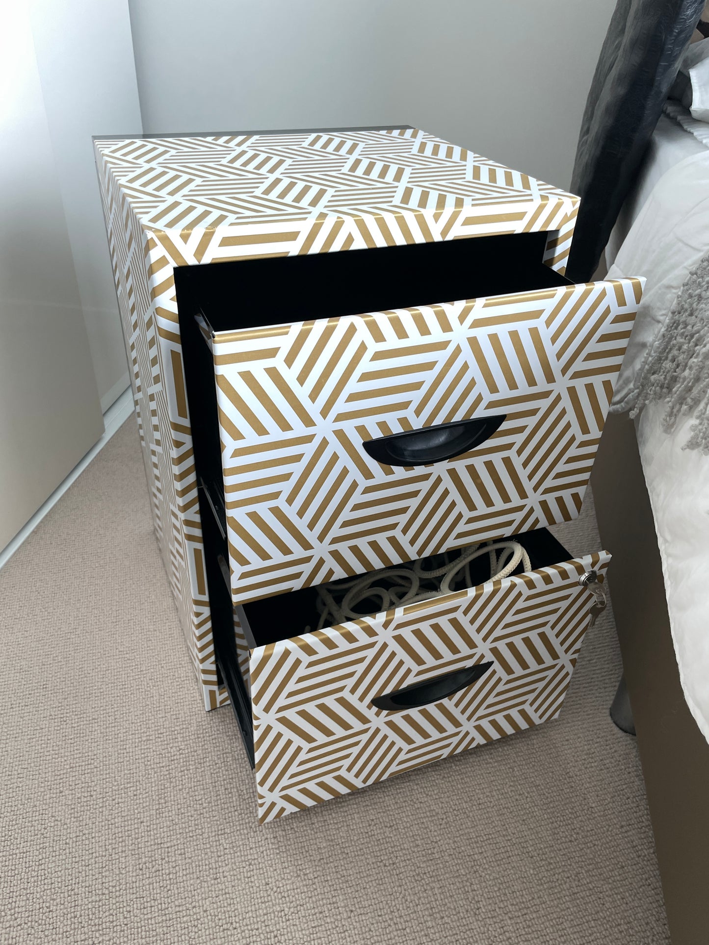 Gold and White Bedside Tables (2)