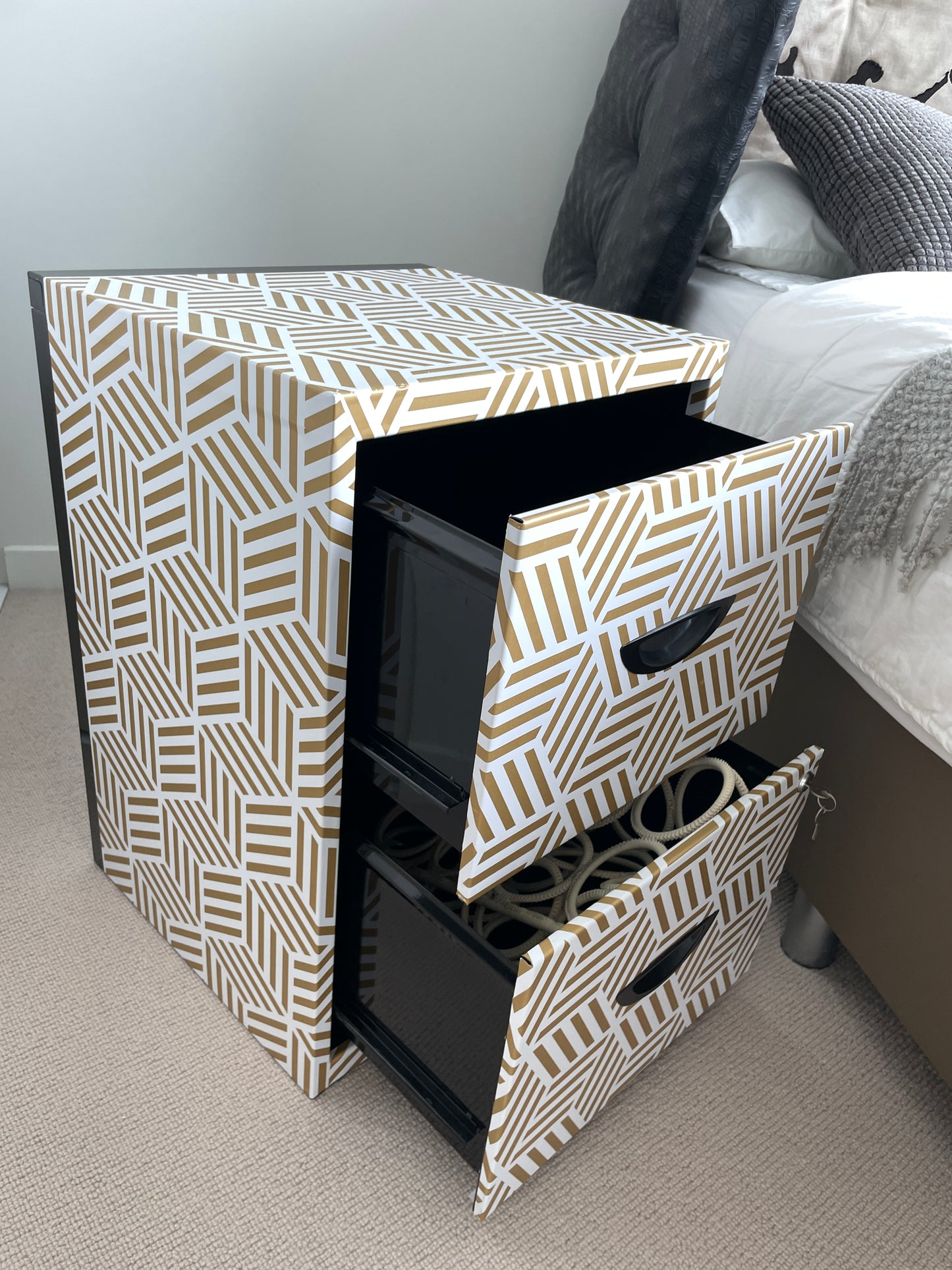 Gold and White Bedside Tables (2)