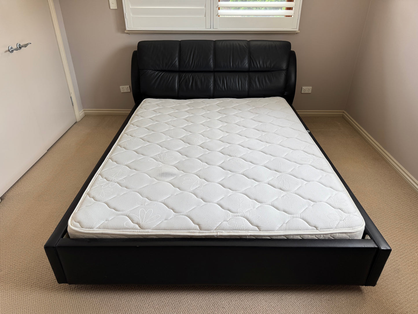 Black Cushioned Queen Bedframe