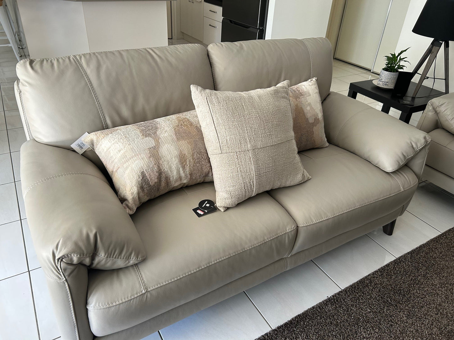 Freedom Pre-Loved Luka Leather 3 Seater and 2 Seater Sofa w/ Ottoman
