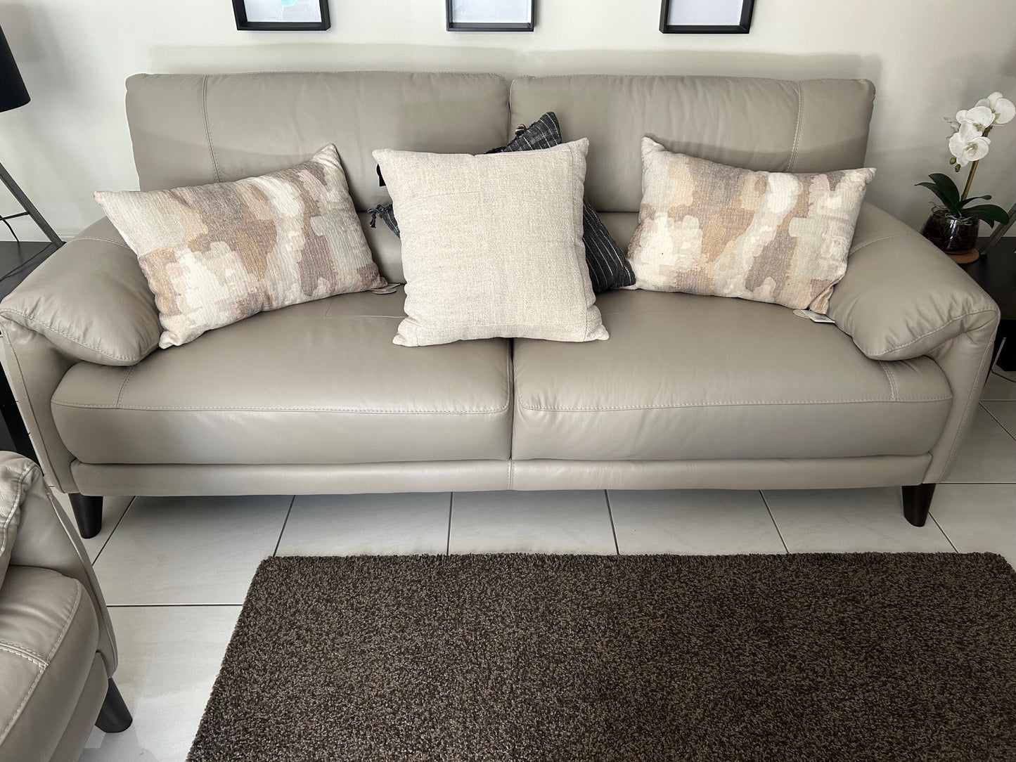 Freedom Pre-Loved Luka Leather 3 Seater and 2 Seater Sofa w/ Ottoman