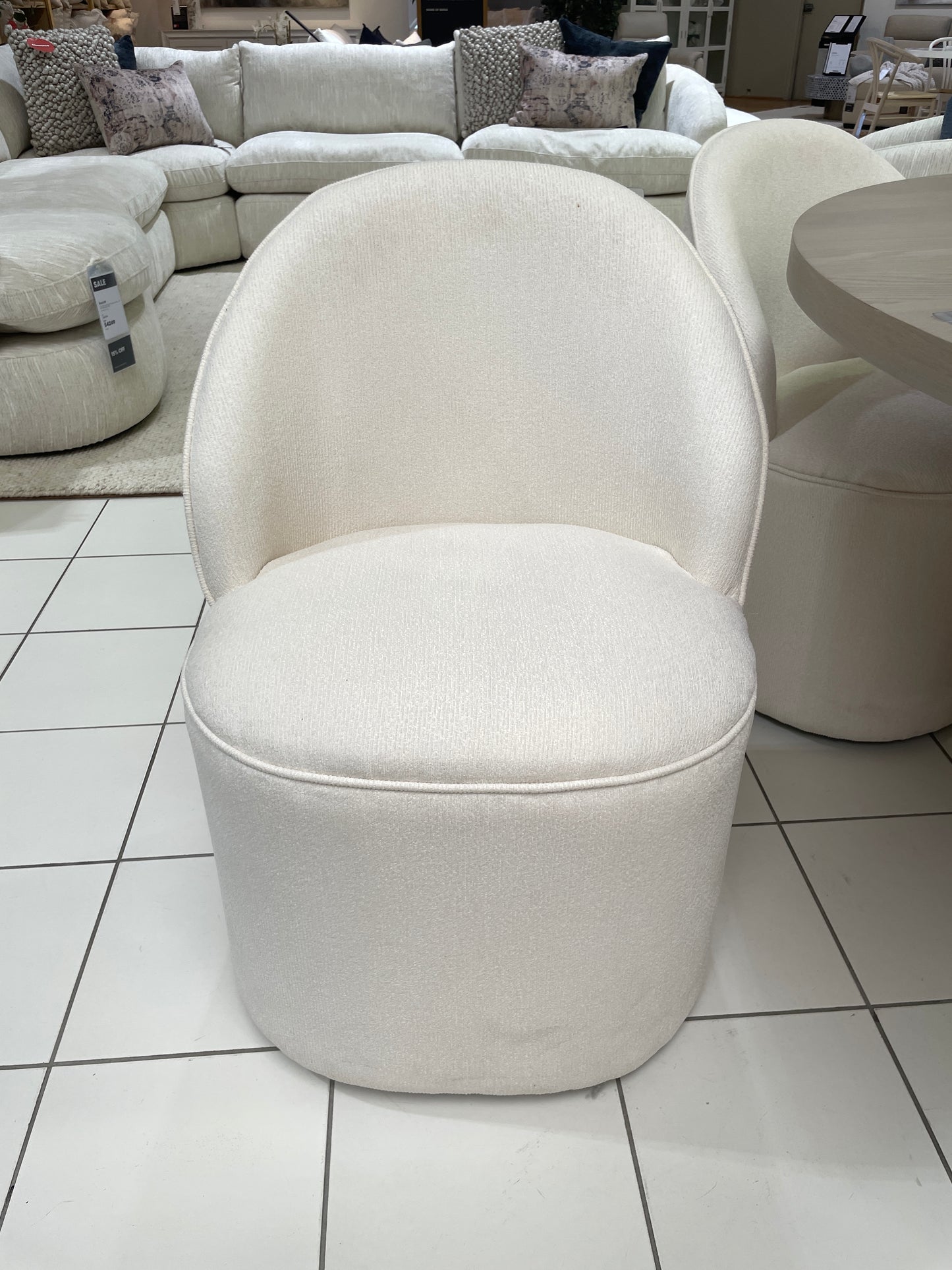 Freedom Ex-Display Sweeney Swivel Dining Chair (Ivory)