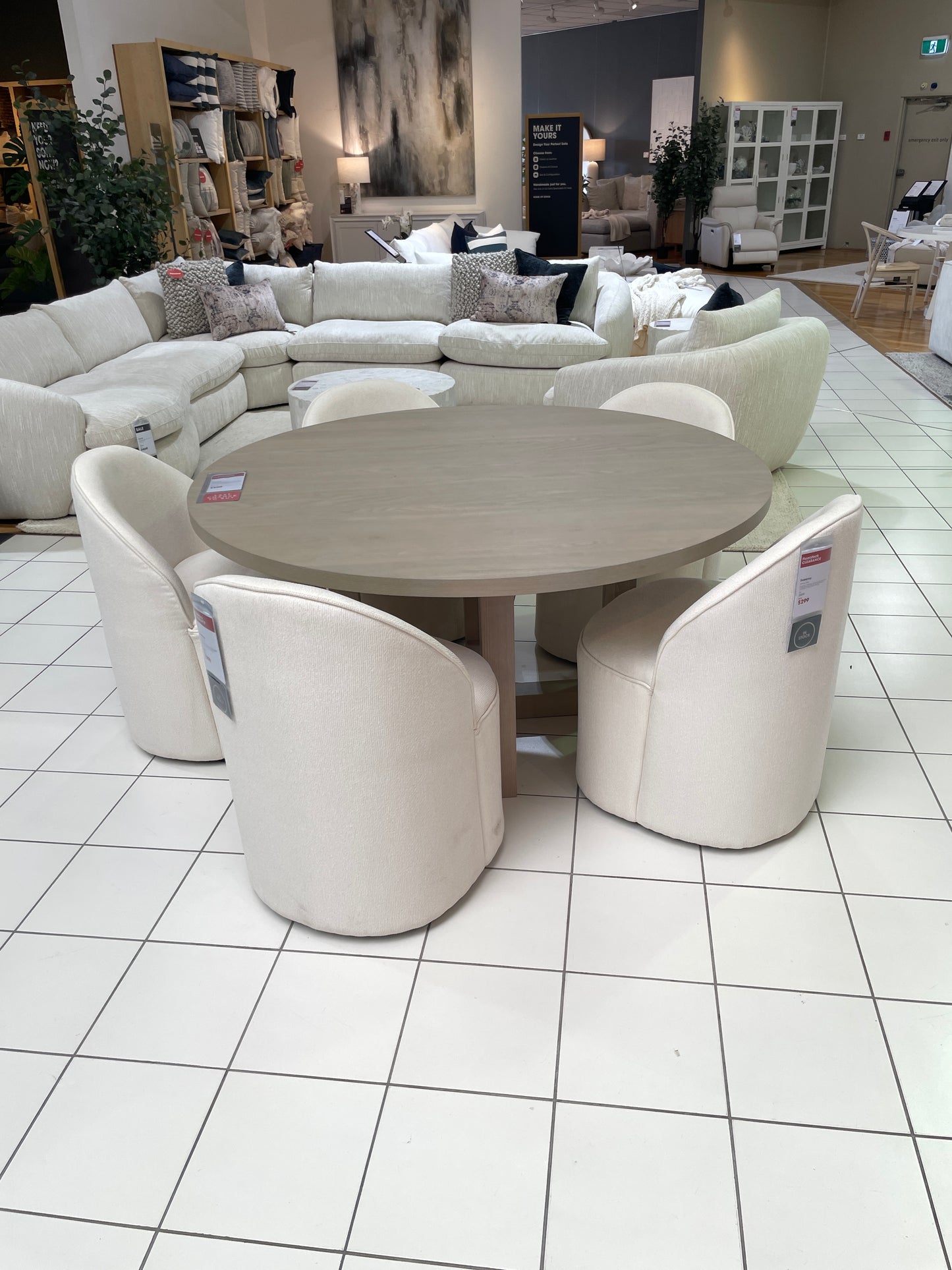 Freedom Ex-Display Sweeney Swivel Dining Chair (Ivory)