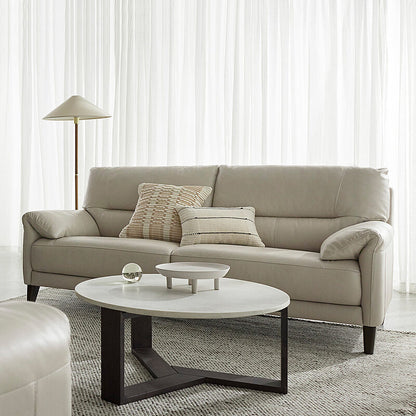 Freedom Pre-Loved Luka Leather 3 Seater and 2 Seater Sofa w/ Ottoman