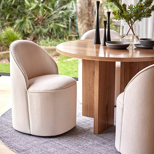 Freedom Ex-Display Sweeney Swivel Dining Chair (Ivory)