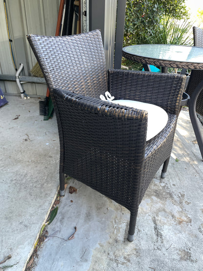Outdoor Glass Tables and Rattan Chairs
