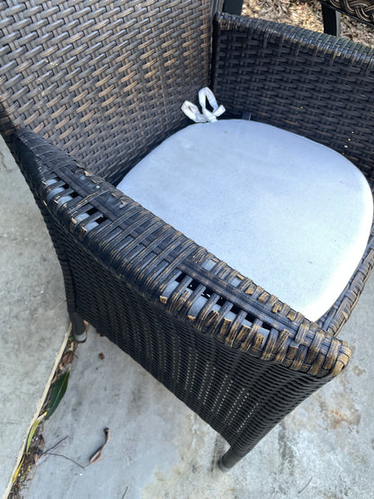 Outdoor Glass Tables and Rattan Chairs