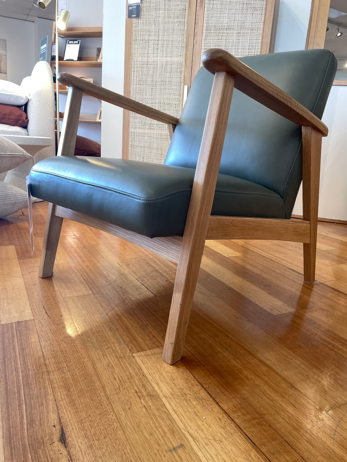 Freedom Ex-Display Den Oak Leg Leather Armchair