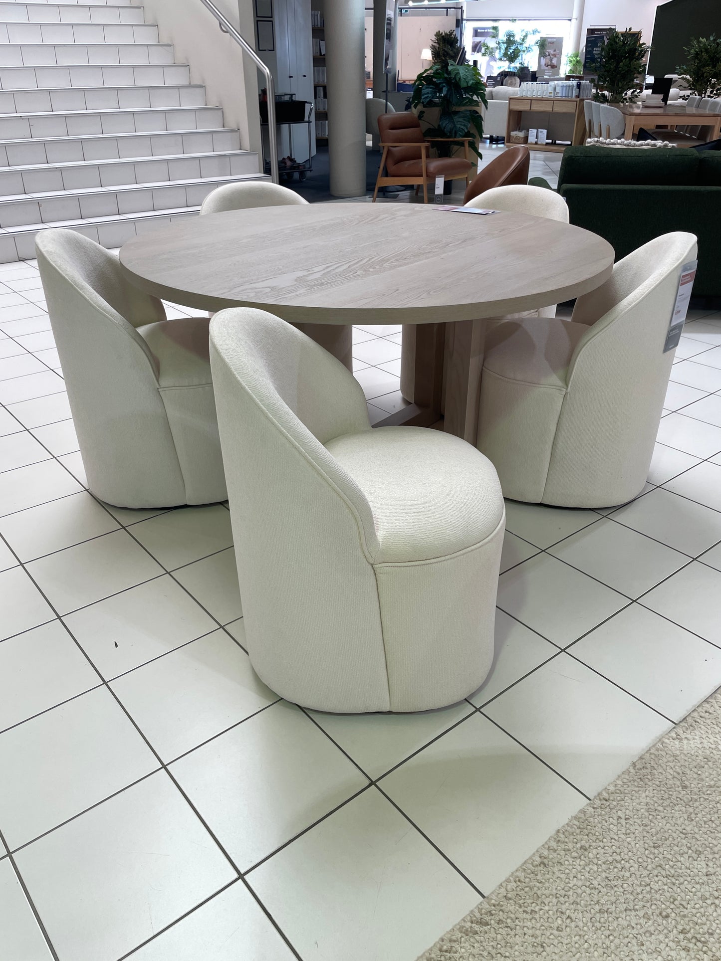 Freedom Ex-Display Sweeney Swivel Dining Chair (Ivory)