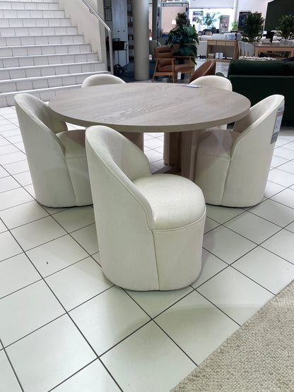 Freedom Ex-Display Sweeney Swivel Dining Chair (Ivory)