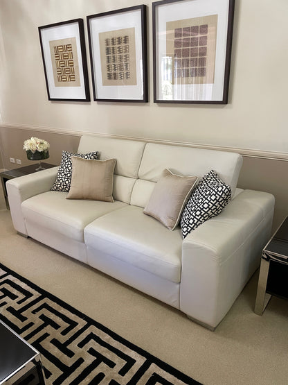 Creamy White Leather Lounge Suite