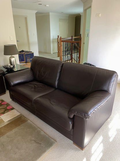 Brown Leather Lounge Suite w/ Ottoman