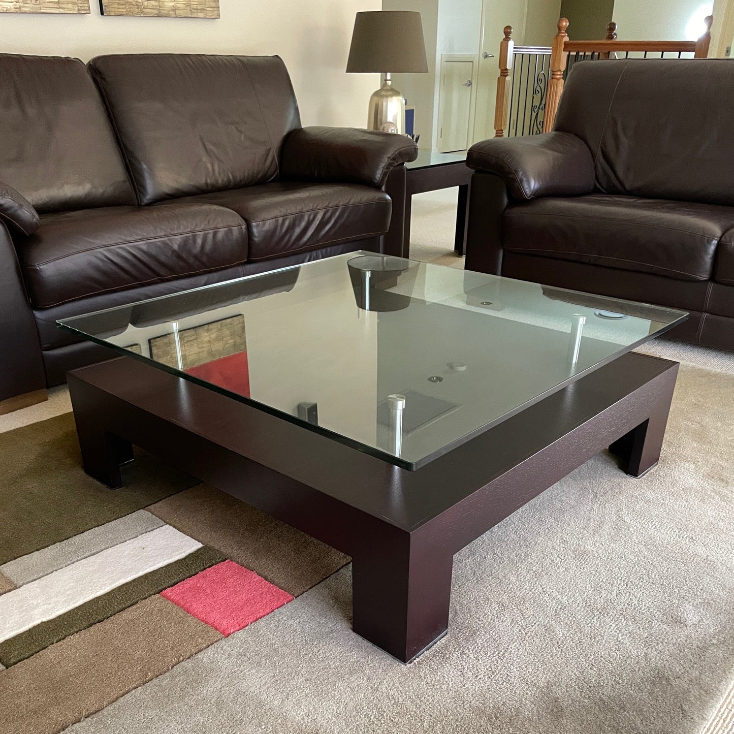 Glass and Wood Coffee Table and matching Side Table