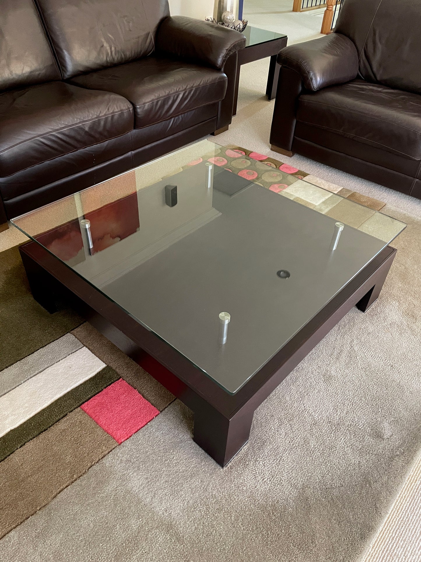 Glass and Wood Coffee Table and matching Side Table