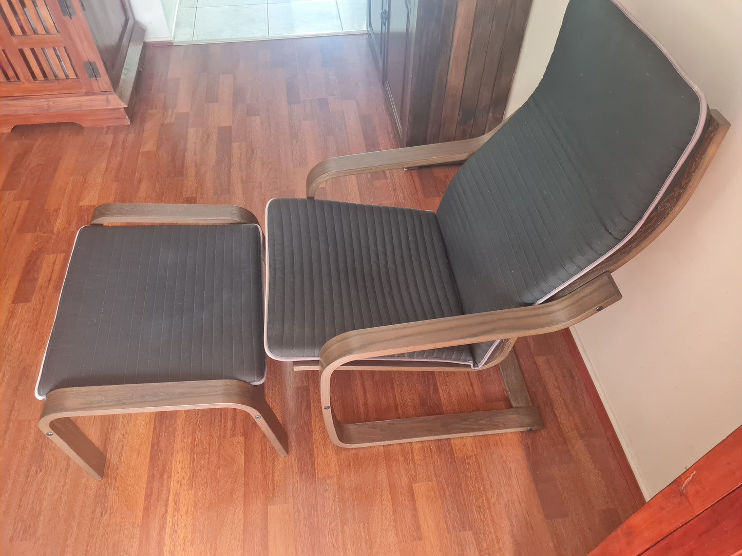 IKEA Poang Chairs with Footstools (2)