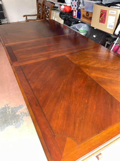 Solid Wood Extendable Dining Table w/ 8 Dining Chairs