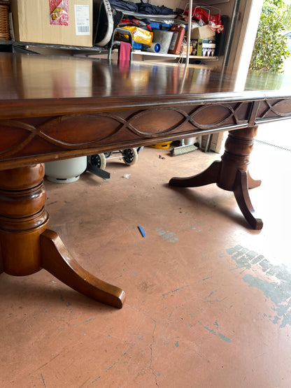 Solid Wood Extendable Dining Table w/ 8 Dining Chairs