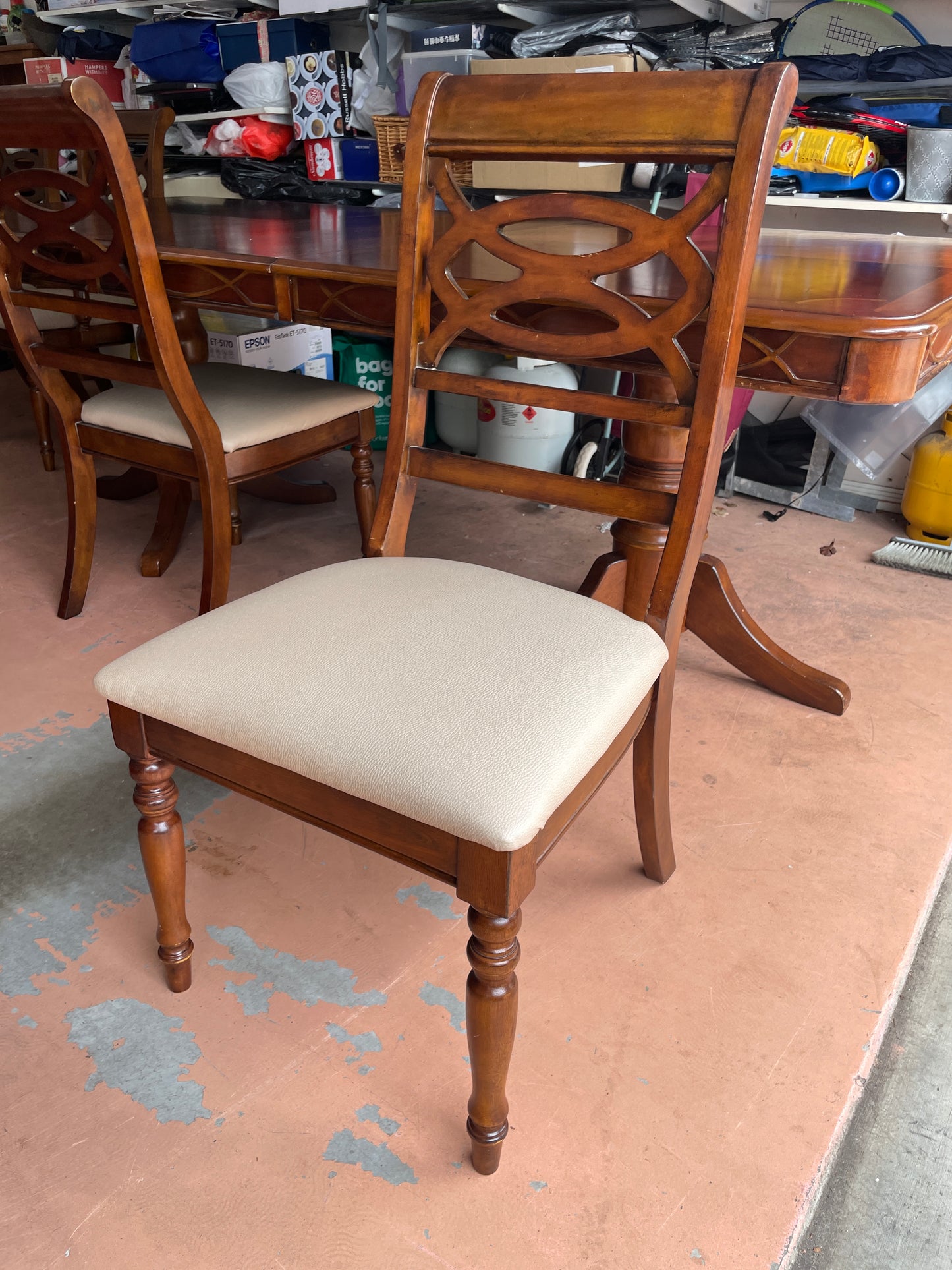 Solid Wood Extendable Dining Table w/ 8 Dining Chairs