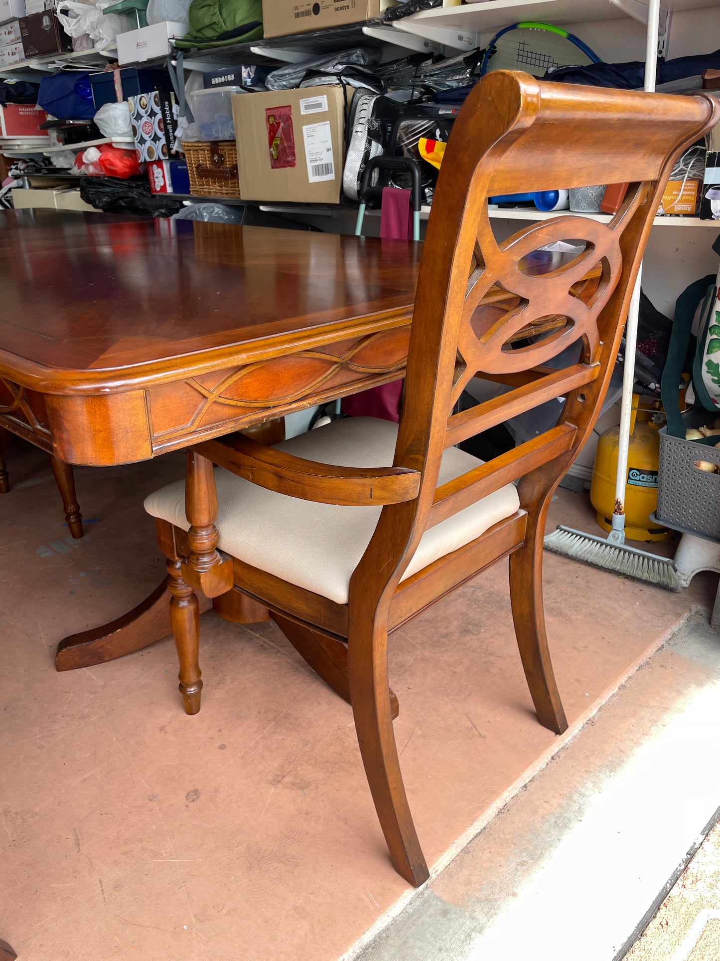 Solid Wood Extendable Dining Table w/ 8 Dining Chairs