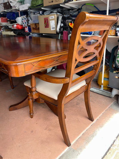 Solid Wood Extendable Dining Table w/ 8 Dining Chairs