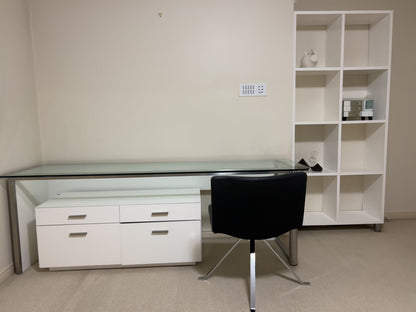 Glass Top Office Desk and White Drawers